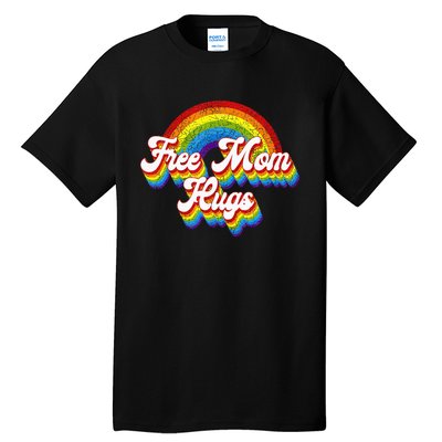 Free Mom Hugs Rainbow Retro LGBT Flag LGBT Pride Month Tall T-Shirt