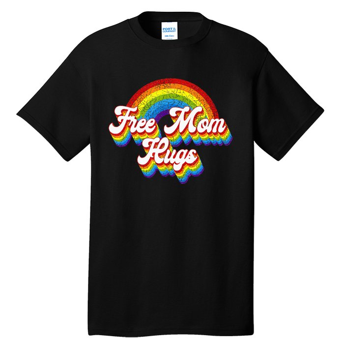 Free Mom Hugs Rainbow Retro LGBT Flag LGBT Pride Month Tall T-Shirt