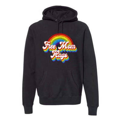 Free Mom Hugs Rainbow Retro LGBT Flag LGBT Pride Month Premium Hoodie