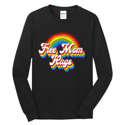 Free Mom Hugs Rainbow Retro LGBT Flag LGBT Pride Month Tall Long Sleeve T-Shirt