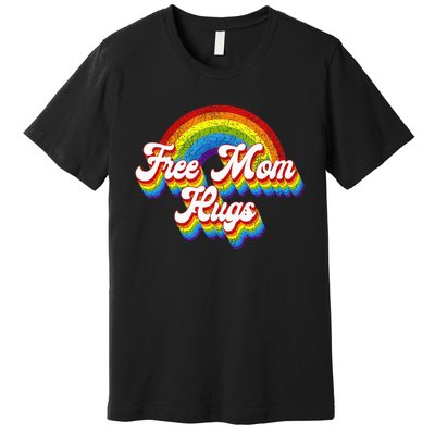 Free Mom Hugs Rainbow Retro LGBT Flag LGBT Pride Month Premium T-Shirt