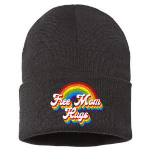 Free Mom Hugs Rainbow Retro LGBT Flag LGBT Pride Month Sustainable Knit Beanie