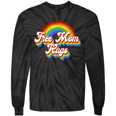 Free Mom Hugs Rainbow Retro LGBT Flag LGBT Pride Month Tie-Dye Long Sleeve Shirt