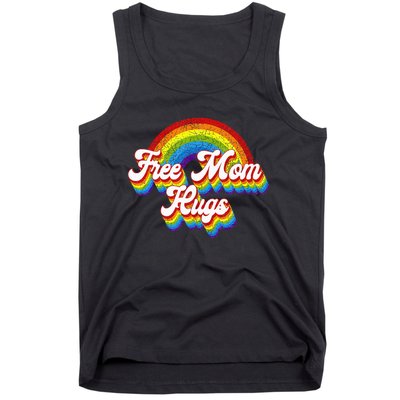 Free Mom Hugs Rainbow Retro LGBT Flag LGBT Pride Month Tank Top