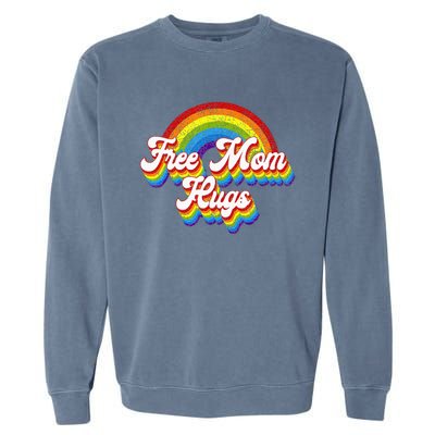 Free Mom Hugs Rainbow Retro LGBT Flag LGBT Pride Month Garment-Dyed Sweatshirt