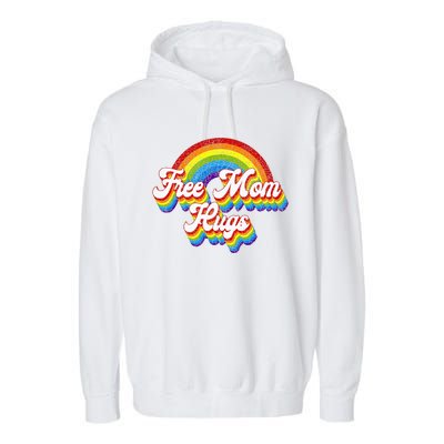 Free Mom Hugs Rainbow Retro LGBT Flag LGBT Pride Month Garment-Dyed Fleece Hoodie