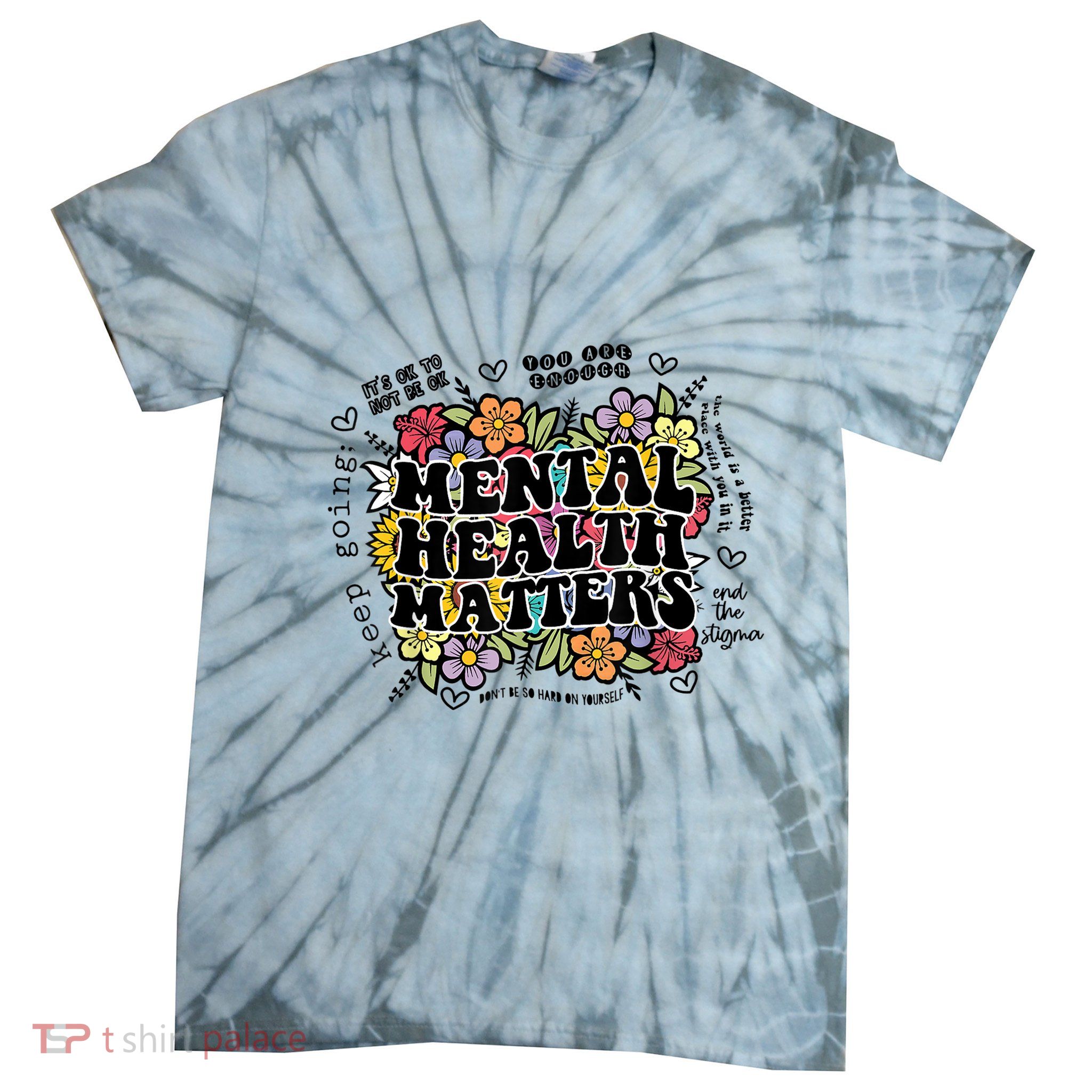 Floral Mental Health Matters Canvas Tote Bag Psychology Tie-Dye T-Shirt