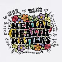 Floral Mental Health Matters Canvas Tote Bag Psychology Flat Bill Trucker Hat