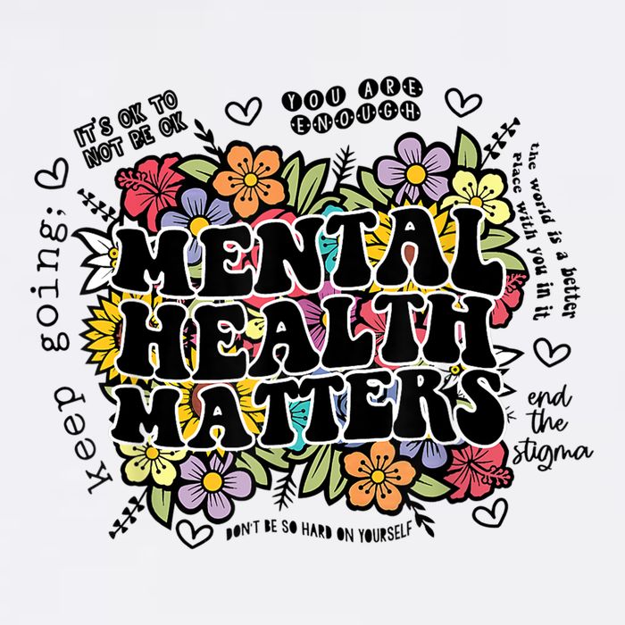 Floral Mental Health Matters Canvas Tote Bag Psychology Flat Bill Trucker Hat