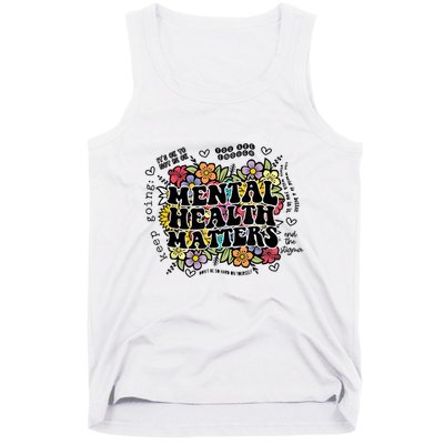 Floral Mental Health Matters Canvas Tote Bag Psychology Tank Top