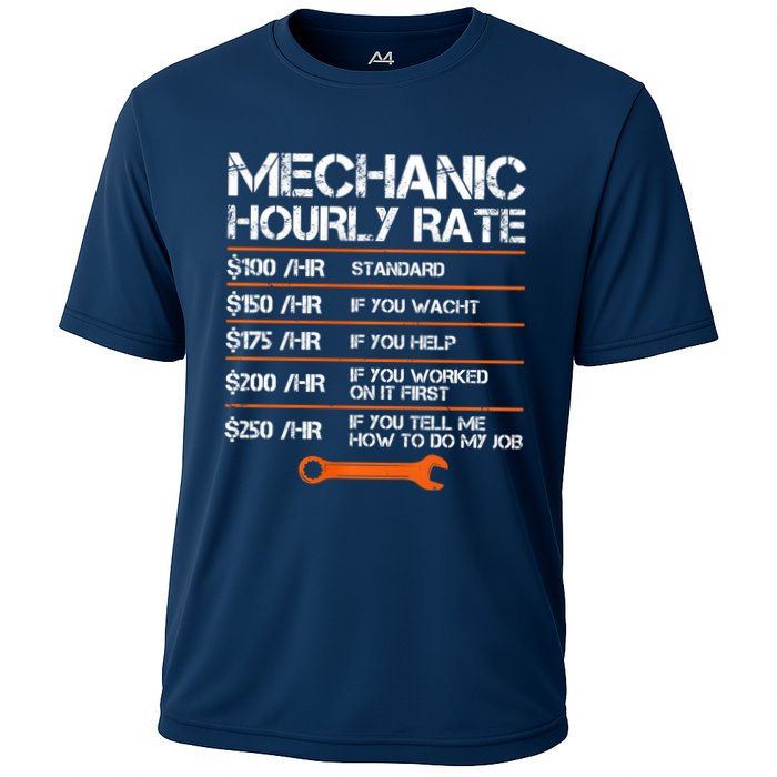 Funny Mechanic Hourly Rate Auto Repair Mechanic Labor Rates Cooling Performance Crew T-Shirt