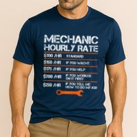 Funny Mechanic Hourly Rate Auto Repair Mechanic Labor Rates Cooling Performance Crew T-Shirt