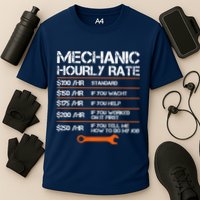Funny Mechanic Hourly Rate Auto Repair Mechanic Labor Rates Cooling Performance Crew T-Shirt