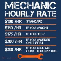 Funny Mechanic Hourly Rate Auto Repair Mechanic Labor Rates Tall T-Shirt
