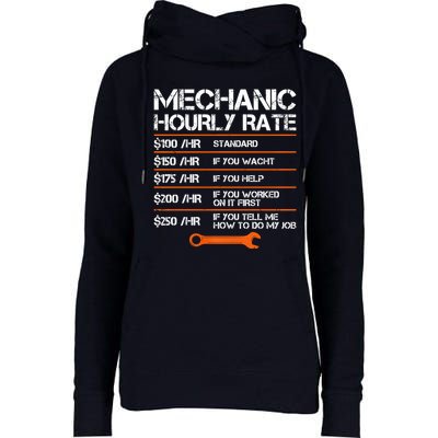 Funny Mechanic Hourly Rate Auto Repair Mechanic Labor Rates Womens Funnel Neck Pullover Hood