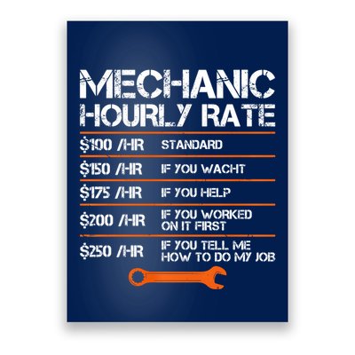 Funny Mechanic Hourly Rate Auto Repair Mechanic Labor Rates Poster