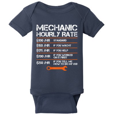 Funny Mechanic Hourly Rate Auto Repair Mechanic Labor Rates Baby Bodysuit