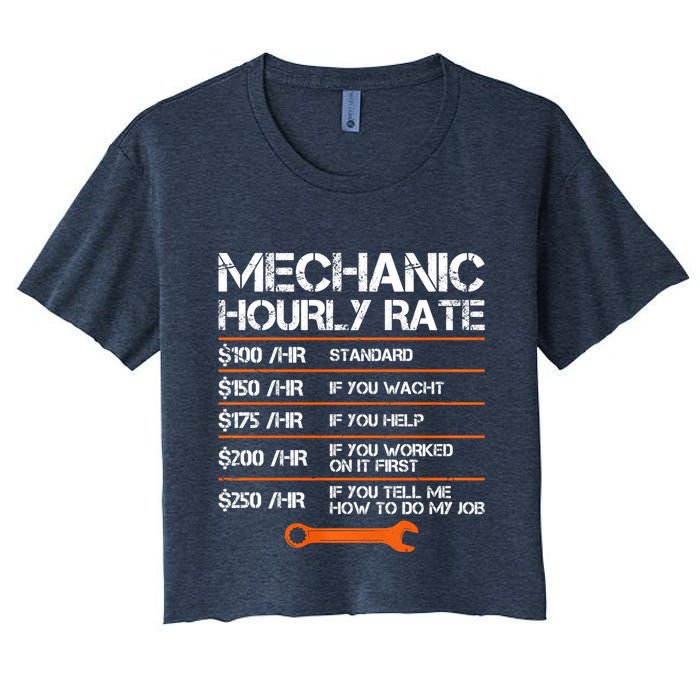 Funny Mechanic Hourly Rate Auto Repair Mechanic Labor Rates Women's Crop Top Tee