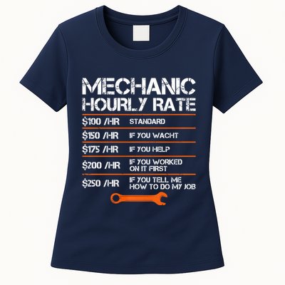 Funny Mechanic Hourly Rate Auto Repair Mechanic Labor Rates Womens T-Shirt