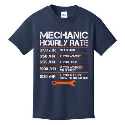 Funny Mechanic Hourly Rate Auto Repair Mechanic Labor Rates Kids T-Shirt