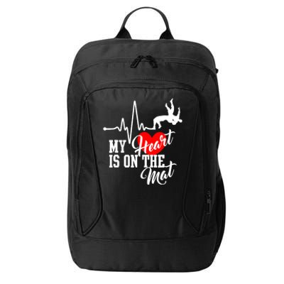 Funny My Heart Is Gift On The Mat Wrestling Mom Gift City Backpack