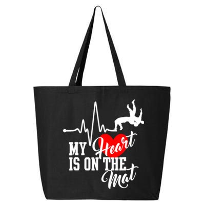 Funny My Heart Is Gift On The Mat Wrestling Mom Gift 25L Jumbo Tote