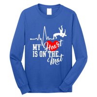 Funny My Heart Is Gift On The Mat Wrestling Mom Gift Long Sleeve Shirt