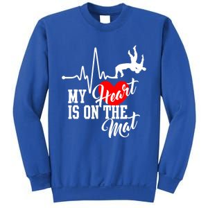 Funny My Heart Is Gift On The Mat Wrestling Mom Gift Sweatshirt