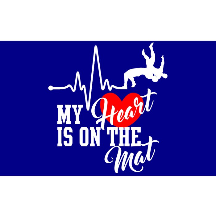 Funny My Heart Is Gift On The Mat Wrestling Mom Gift Bumper Sticker