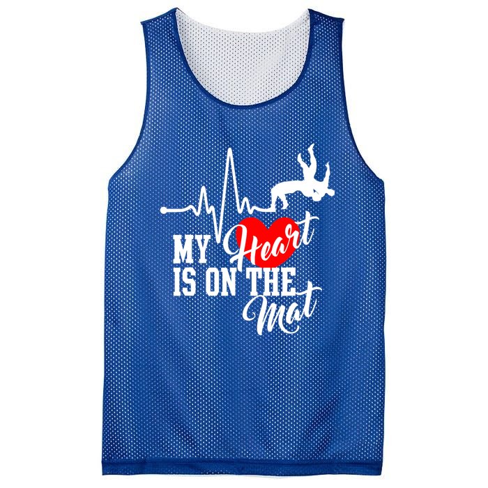 Funny My Heart Is Gift On The Mat Wrestling Mom Gift Mesh Reversible Basketball Jersey Tank