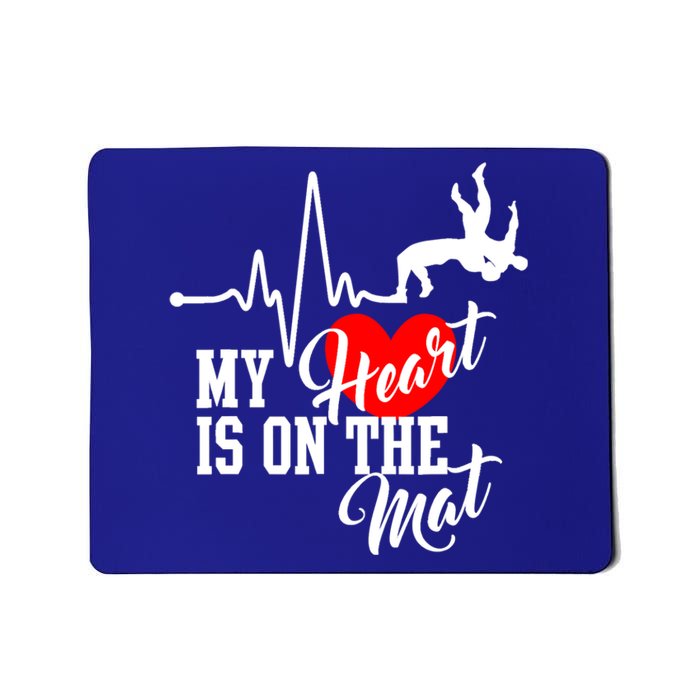 Funny My Heart Is Gift On The Mat Wrestling Mom Gift Mousepad