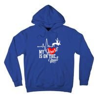 Funny My Heart Is Gift On The Mat Wrestling Mom Gift Tall Hoodie