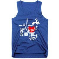 Funny My Heart Is Gift On The Mat Wrestling Mom Gift Tank Top