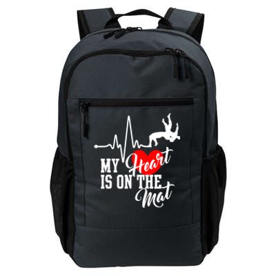 Funny My Heart Is Gift On The Mat Wrestling Mom Gift Daily Commute Backpack