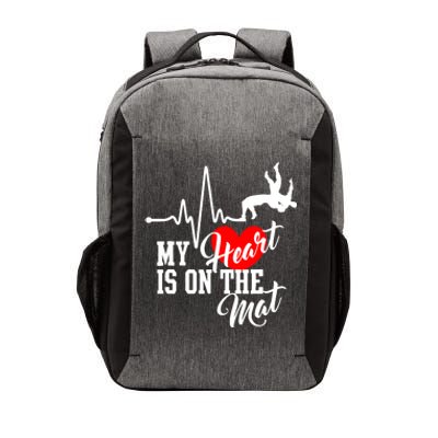 Funny My Heart Is Gift On The Mat Wrestling Mom Gift Vector Backpack