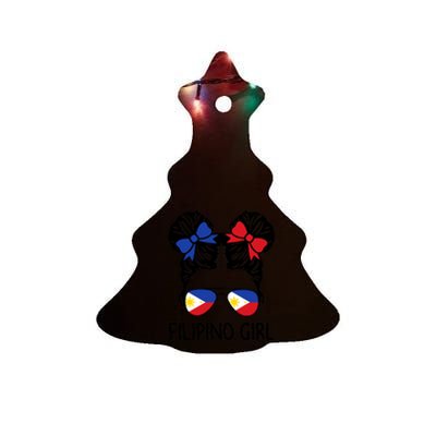 Filipino Messy Hair Philipines Patriotic Ceramic Tree Ornament