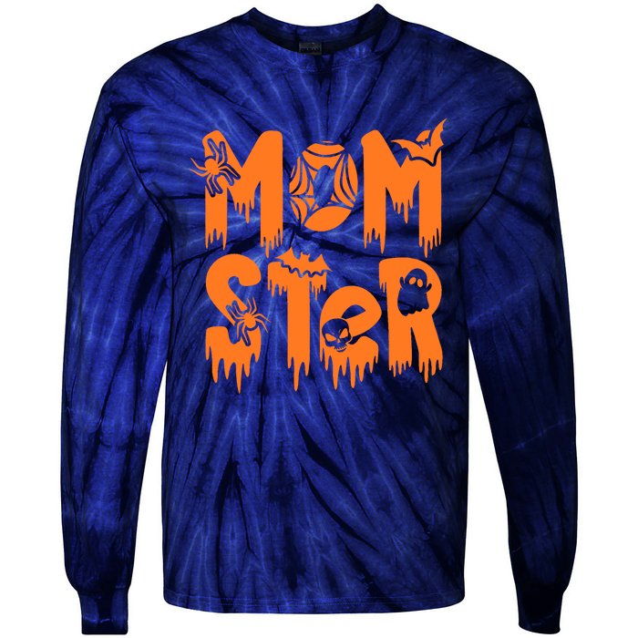 Funny Momster Halloween Mom Costume Dadcula Family Matching Tie-Dye Long Sleeve Shirt