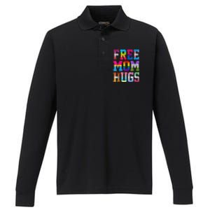 Free Mom Hugs For Pride Month Lgbt Mothers Day Gift Performance Long Sleeve Polo