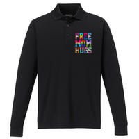 Free Mom Hugs For Pride Month Lgbt Mothers Day Gift Performance Long Sleeve Polo