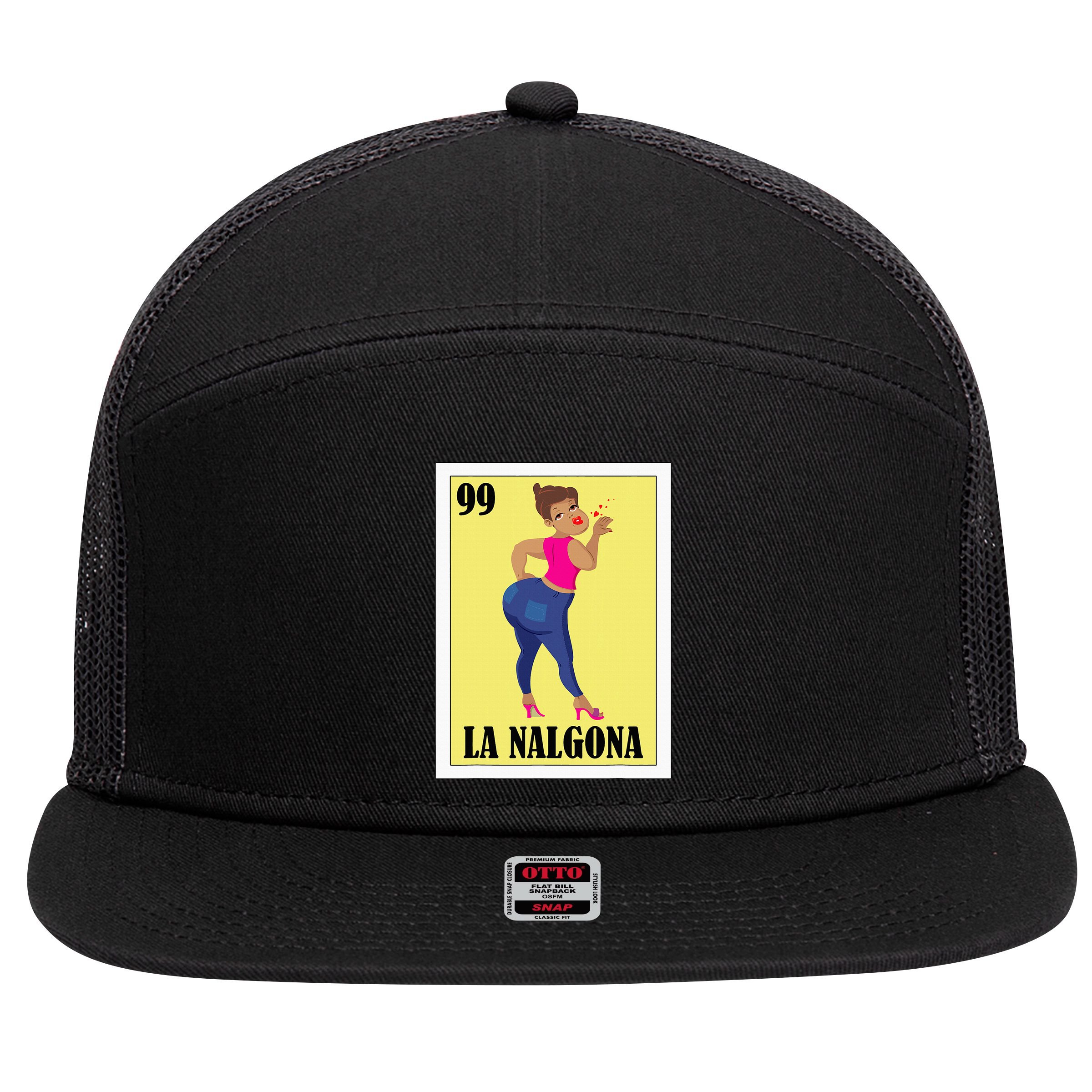 Funny Mexican Hispanas La Chingona 7 Panel Mesh Trucker Snapback Hat