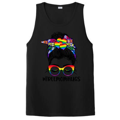 Free Mom Hugs Rainbow Lgbt Support Lgbtq Flag Messy Bun Gift PosiCharge Competitor Tank