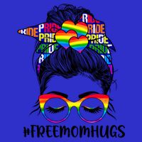 Free Mom Hugs Rainbow Lgbt Support Lgbtq Flag Messy Bun Gift 16 in Basic Backpack