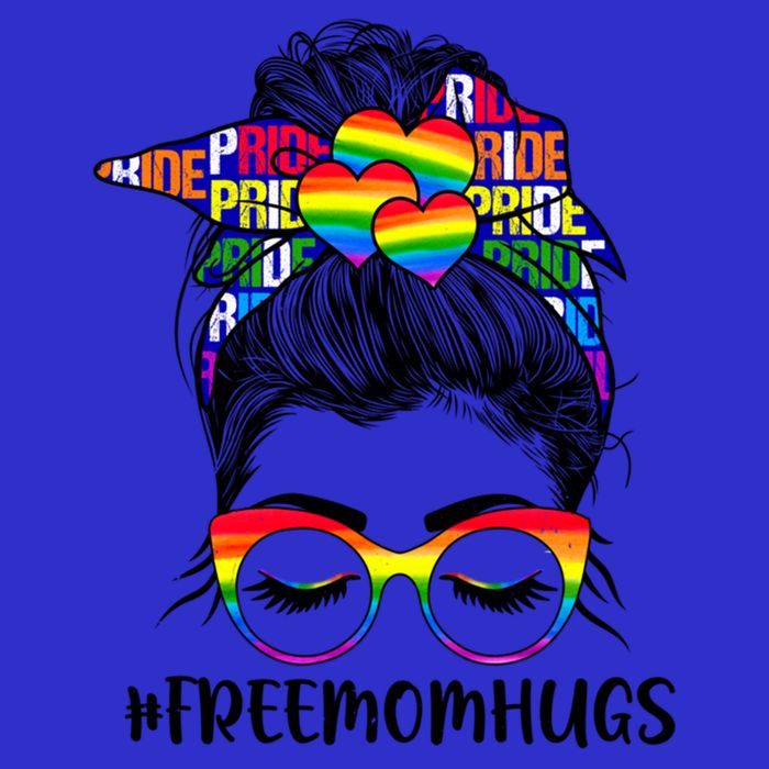 Free Mom Hugs Rainbow Lgbt Support Lgbtq Flag Messy Bun Gift 16 in Basic Backpack
