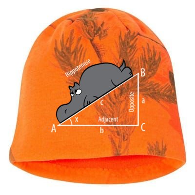 Funny Math Humor Hippotenuse Funny Hippo Math Analytical Hypotenuse Kati - Camo Knit Beanie