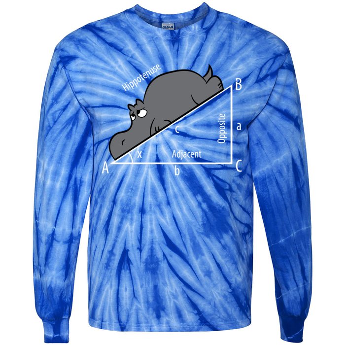 Funny Math Humor Hippotenuse Funny Hippo Math Analytical Hypotenuse Tie-Dye Long Sleeve Shirt