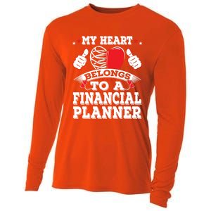 Funny My Heart Belongs To A Financial Planner Valentines Day Gift Cooling Performance Long Sleeve Crew