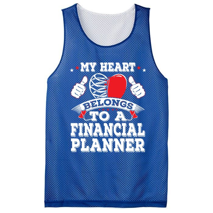 Funny My Heart Belongs To A Financial Planner Valentines Day Gift Mesh Reversible Basketball Jersey Tank