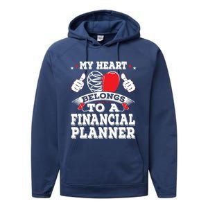 Funny My Heart Belongs To A Financial Planner Valentines Day Gift Performance Fleece Hoodie