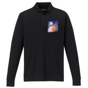 Funny Meme Huh Cat Performance Long Sleeve Polo