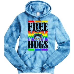 Free Mom Hugs Messy Bun LGBT Pride Month Rainbow Tie Dye Hoodie